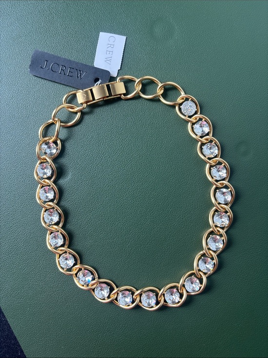 J. Crew Jewelry - J. Crew Gold Link Necklace with Sparkle Crystals